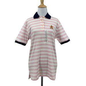 Vintage Charter Club Classics Polo Shirt Women S Small Pink Striped Cotton